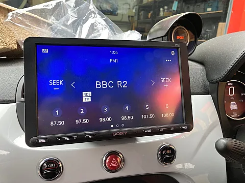 Fiat Abarth 2015 fitted with Sony XAV-AX8050D Stereo