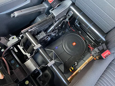 Ford Transit Custom 2022 fitted JBL Bass Pro SL2 Under seat subwoofer & Dash Camera