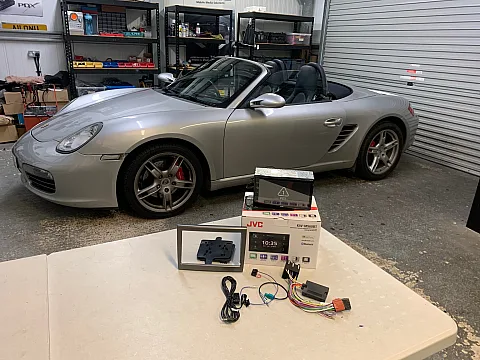 Porsche Boxster 2006 fitted with a JVC KW-M560BT CarPlay/Android Auto stereo