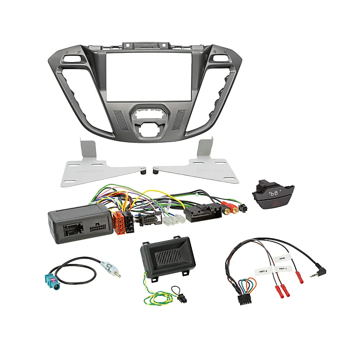 ACV 621114-26-7 Ford Transit Custom (Phoenix Silver) Double Din Fascia Kit with Hazard/Door Lock Switch