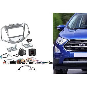 ACV 621114-29-1 Ford Ecosport 2013-2021 Silver Double Din Stereo Fascia Fitting Kit