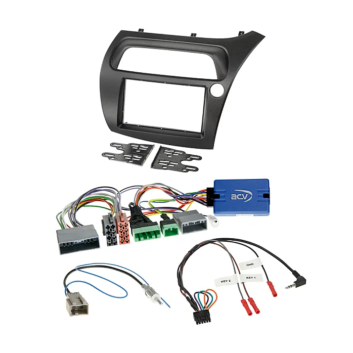 Honda Civic (2006-2011) FN2 Double Din Car Fascia / Steering / Antenna Kit With DAB Aerial