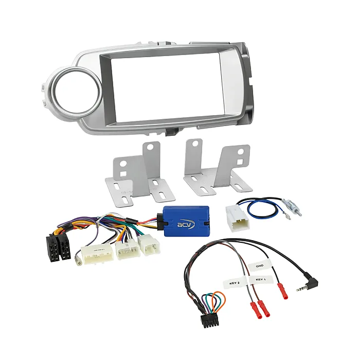 ACV 621300-25-1 Toyota Yaris 2011-2017 Complete Double Din Car Stereo Fascia Fitting Kit