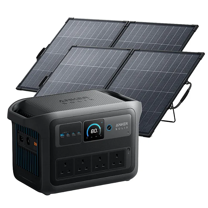 Anker SOLIX C1000 Gen 2 Portable Battery Power Station With 2 x PS200 Bifacial Portable Solar Panel Total (400W)