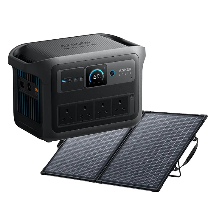Anker SOLIX C1000 Gen 2 Portable Battery Power Station 1024Wh With PS100 100W Bifacial Portable Solar