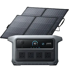 Anker SOLIX C2000 Gen 2 Portable Battery Power Station 2048Wh With 2 x PS200 Bifacial Portable Solar Panel Total 400W
