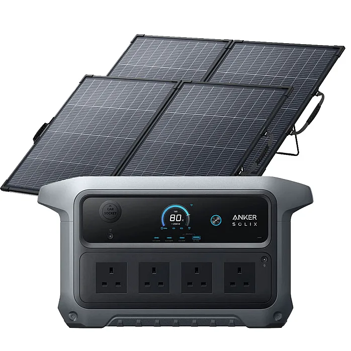 Anker SOLIX C2000 Gen 2 Portable Battery Power Station 2048Wh With 2 x PS200 Bifacial Portable Solar Panel Total 400W