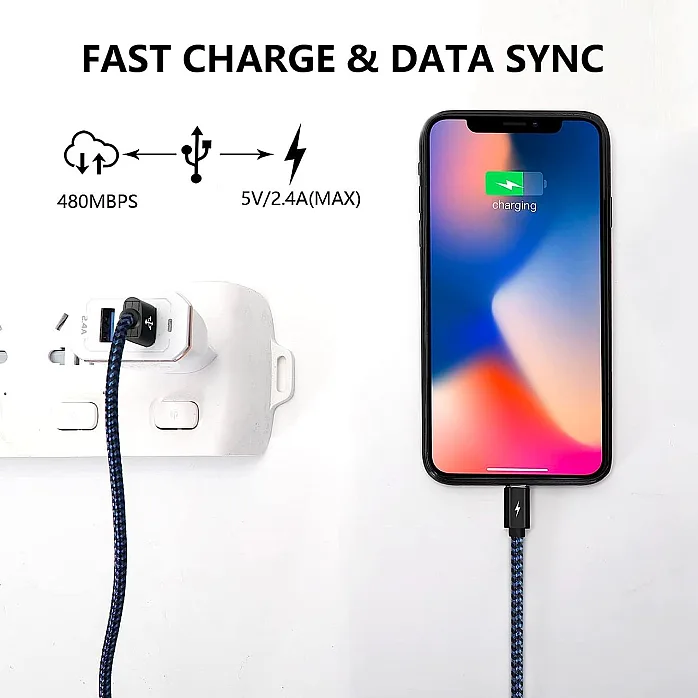 Pioneer CA-IU.52C iPhone Charger Cable USB to Lightning Cable Braided iPhone USB Fast Charging Cable 3FT