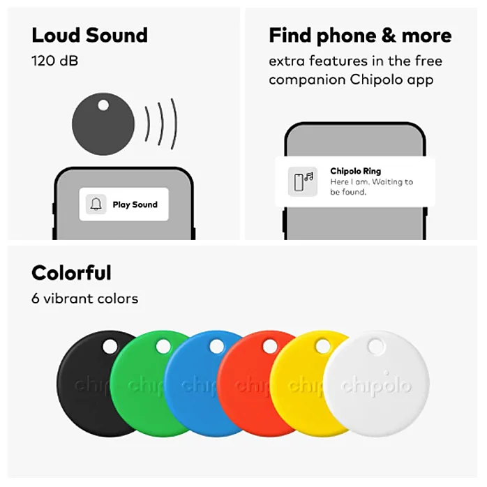 Chipolo POP Black Wireless Phone App Based Tracker Works With Apple or Google's Find My Device Network