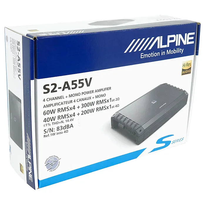 Alpine S2-A55V S-Series Class D High Resolution 5 Channel Car Audio Amplifier