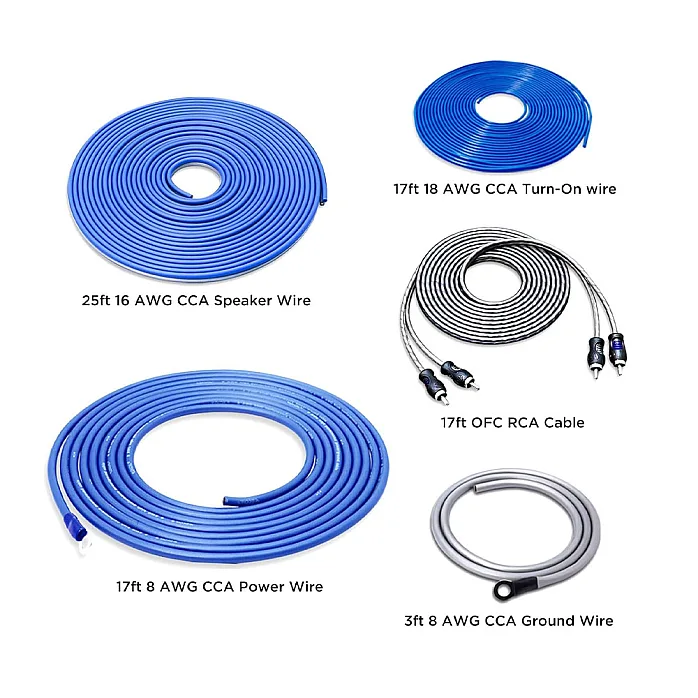 Recoil  RCK8 - 8 Gauge 2 Channel Amplifier Wiring Kit with OFC RCA & Mini-ANL Fuse