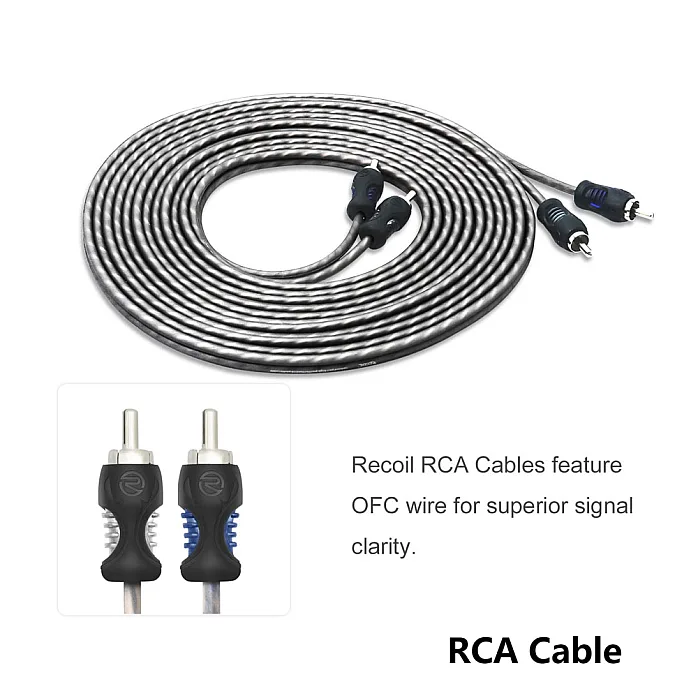 Recoil  RCK8 - 8 Gauge 2 Channel Amplifier Wiring Kit with OFC RCA & Mini-ANL Fuse