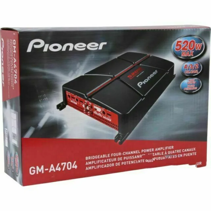 Pioneer GM-A4704 Powerful 4-Channel Bridgeable 520 Watt Car Audio Amplifier