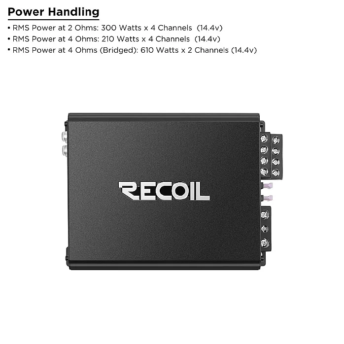 Recoil DI1200.4 - 4 Channel Class D Full Range Car Amplifier