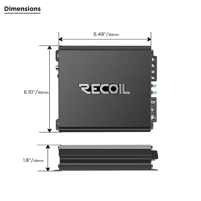 Recoil DI650.2 Class D 2 Channel Amplifier, 1400 Watts Max Power