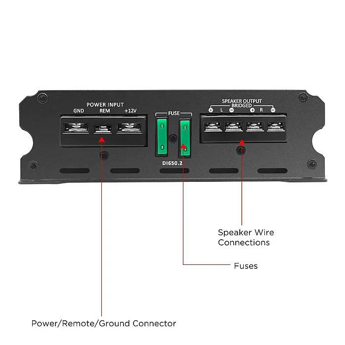 Recoil DI650.2 Class D 2 Channel Amplifier, 1400 Watts Max Power
