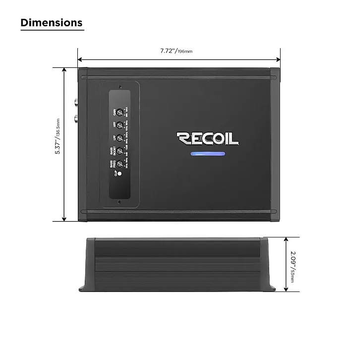 Recoil DII1000.1 Class D Mono Car Amplifier 1000 Watts RMS
