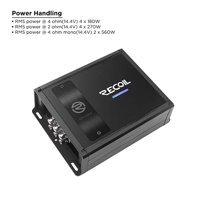Recoil DII1100.4 Ultra Compact 4 Channel Class D Car Amplifier 1100W