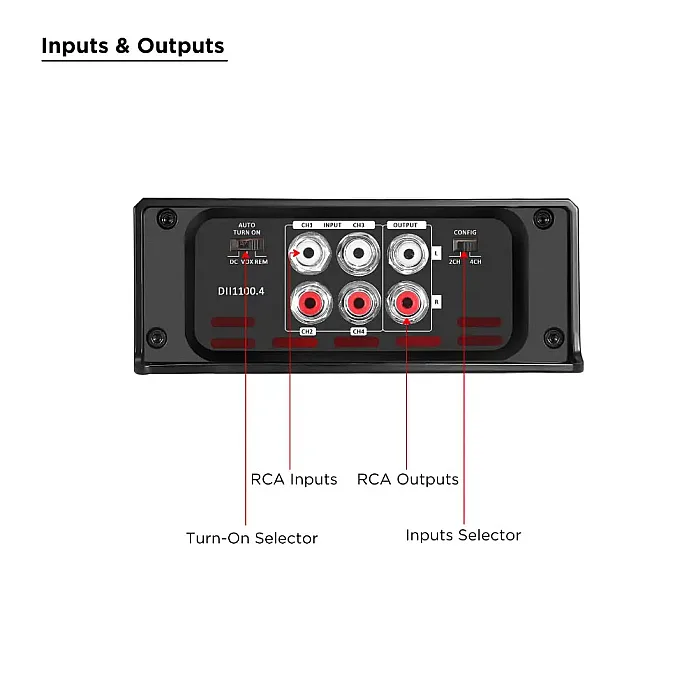 Recoil DII1100.4 Ultra Compact 4 Channel Class D Car Amplifier 1100W