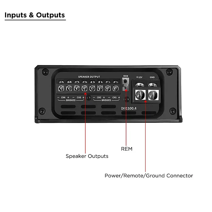 Recoil DII1100.4 Ultra Compact 4 Channel Class D Car Amplifier 1100W