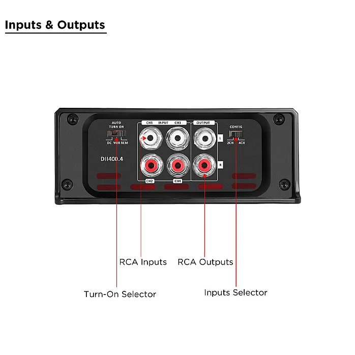 Recoil DII400.4 Ultra Compact Class D 4 Channel Bridgeable Amplifier Max 800 Watts