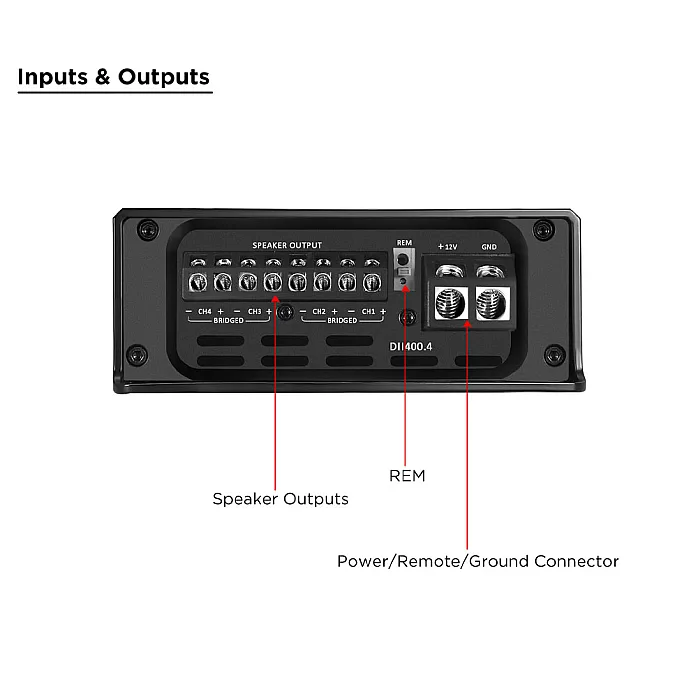 Recoil DII400.4 Ultra Compact Class D 4 Channel Bridgeable Amplifier Max 800 Watts