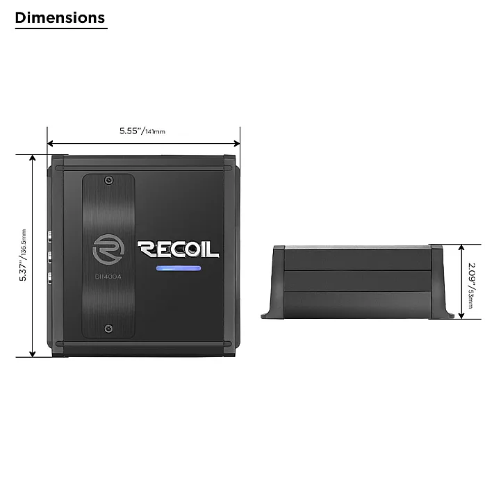 Recoil DII400.4 Ultra Compact Class D 4 Channel Bridgeable Amplifier Max 800 Watts