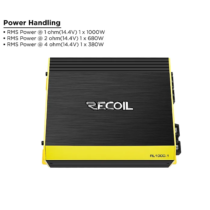Recoil RL1000.1 L-3 Series Mono Block Amplifier 1000W RMS