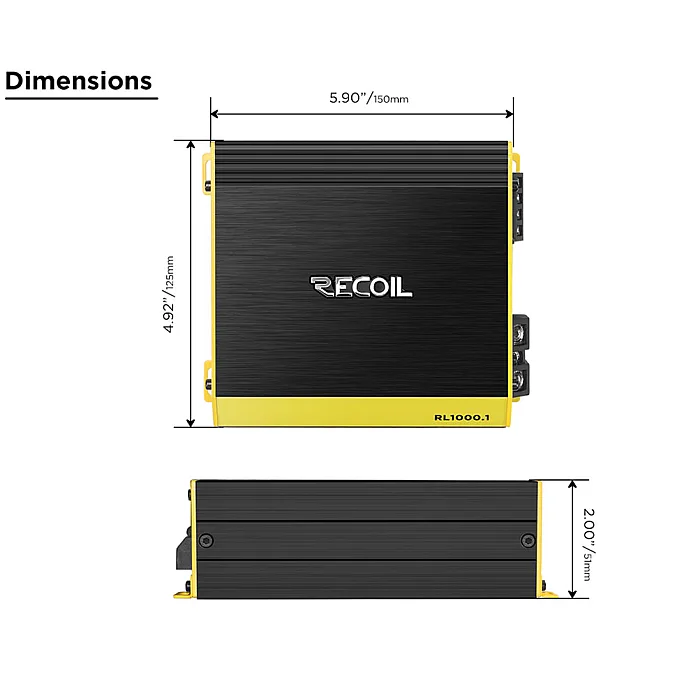 Recoil RL1000.1 L-3 Series Mono Block Amplifier 1000W RMS