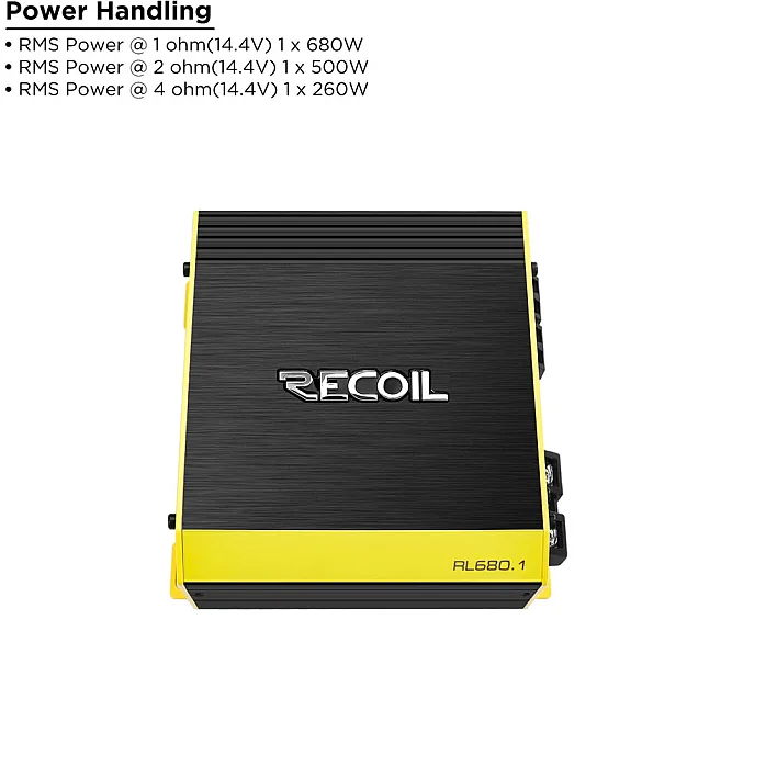 Recoil RL680.1 Class D Mono Car Amplifier 680W