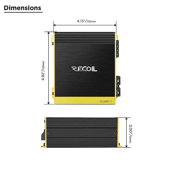 Recoil RL680.1 Class D Mono Car Amplifier 680W