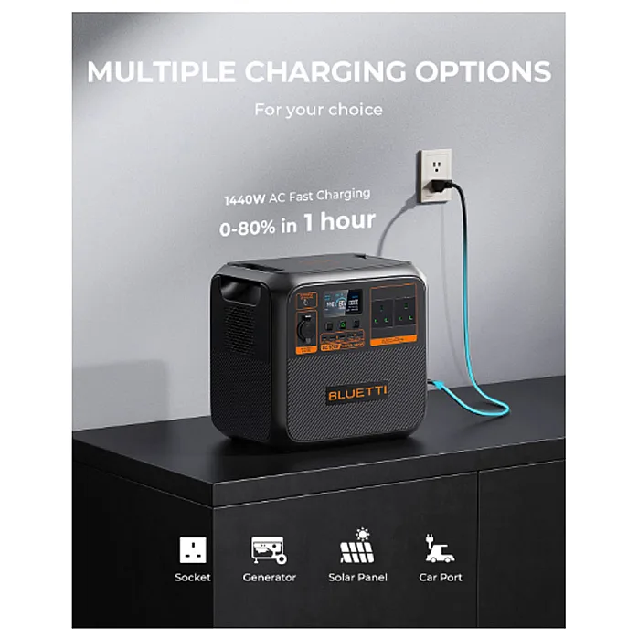Bluetti AC180P Portable Power Station With Foldable 220W Solar Panel and & PV 5M Extension Cable