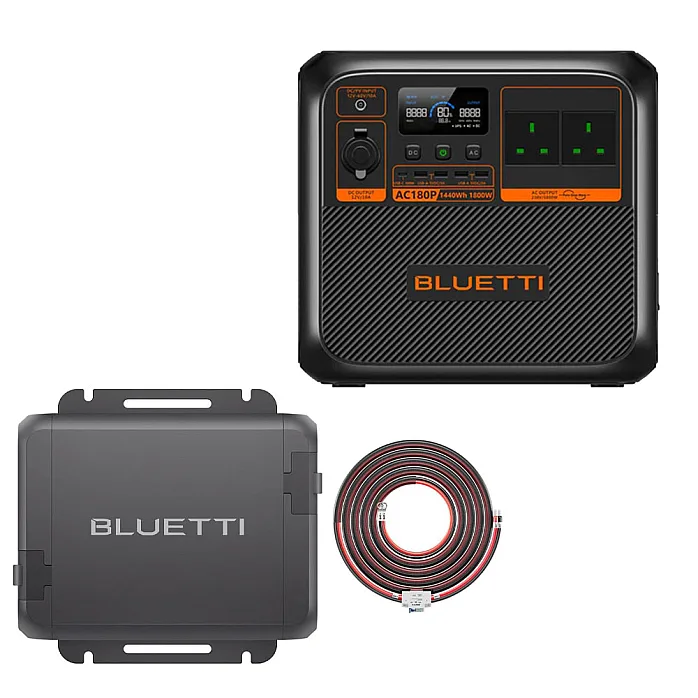 BLUETTI AC180P Portable Power Station 1,800W, 1,440Wh With Fast Charger & Wiring Kit