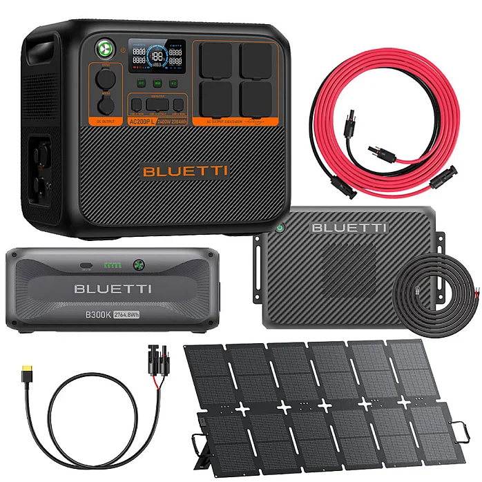 AC200PL Power Station With Expansion Battery / Charger 2 + Wiring / 220W Solar Panel / MC4 to XT60 & 5M Extension Cable