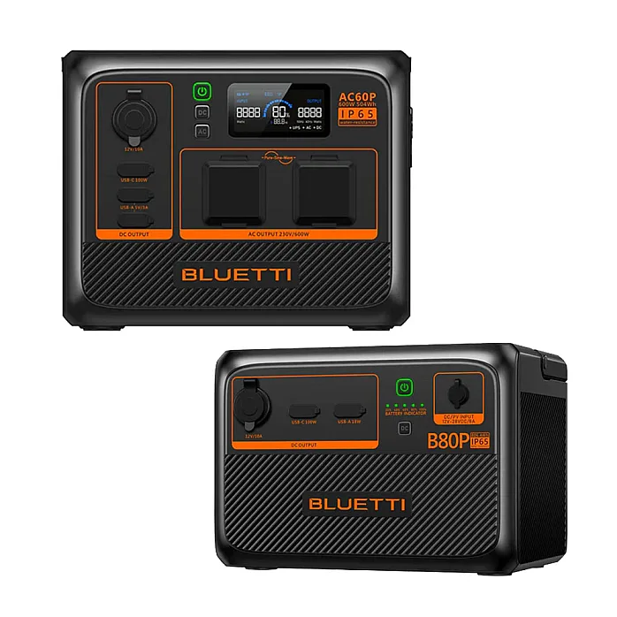 BLUETTI AC60P PREMIUM Portable Battery Power Station With B80P IP65 Expansion Battery