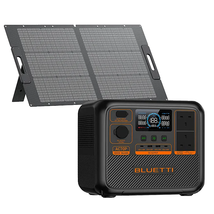 Bluetti AC70P Premium Portable Power Station With PV100 Foldable 100W Solar Panel