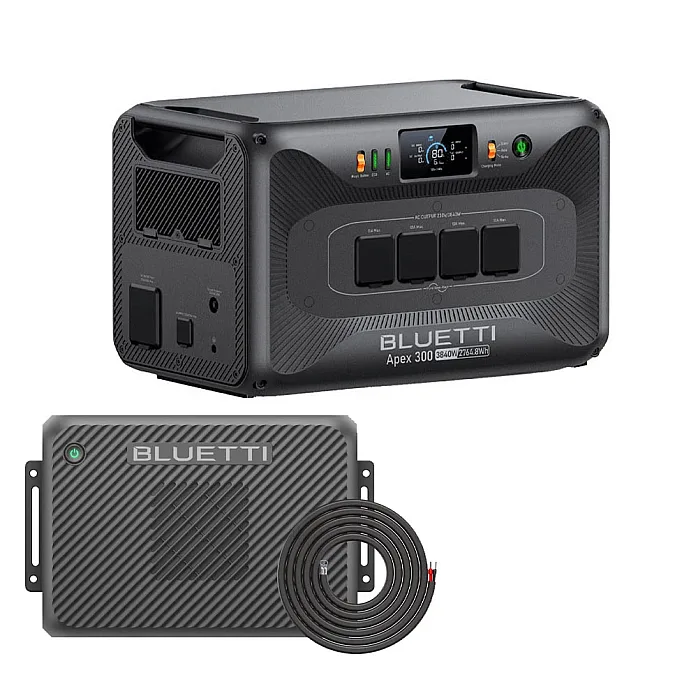 Bluetti Apex 300 Portable Power Station With Fast Charger 2 and Wiring Kit