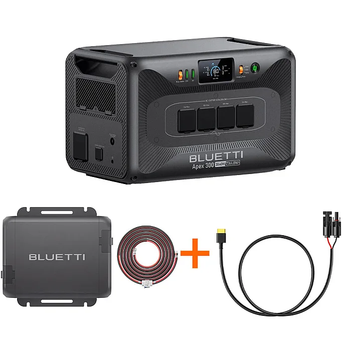 Bluetti Apex 300 Portable Power Station With Fast Charger 1 and Charging Cable