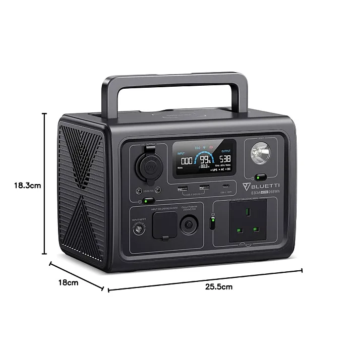 Bluetti EB3A 8 Outlets, App Control Portable Power Station 600W / 268Wh