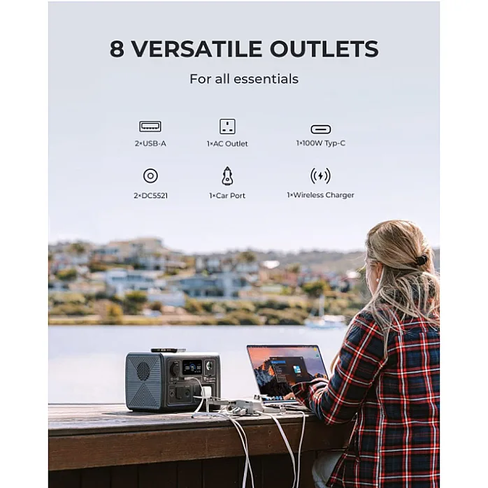 Bluetti EB3A 8 Outlets, App Control Portable Power Station 600W / 268Wh