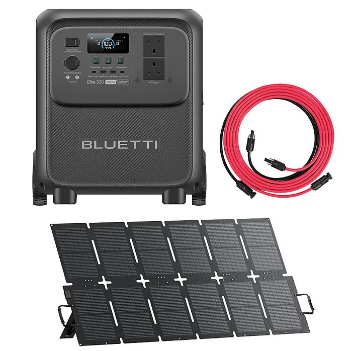 Bluetti Elite 320 Power Station With Foldable 220W Solar Panel & PV Solar 5M Extension Cable