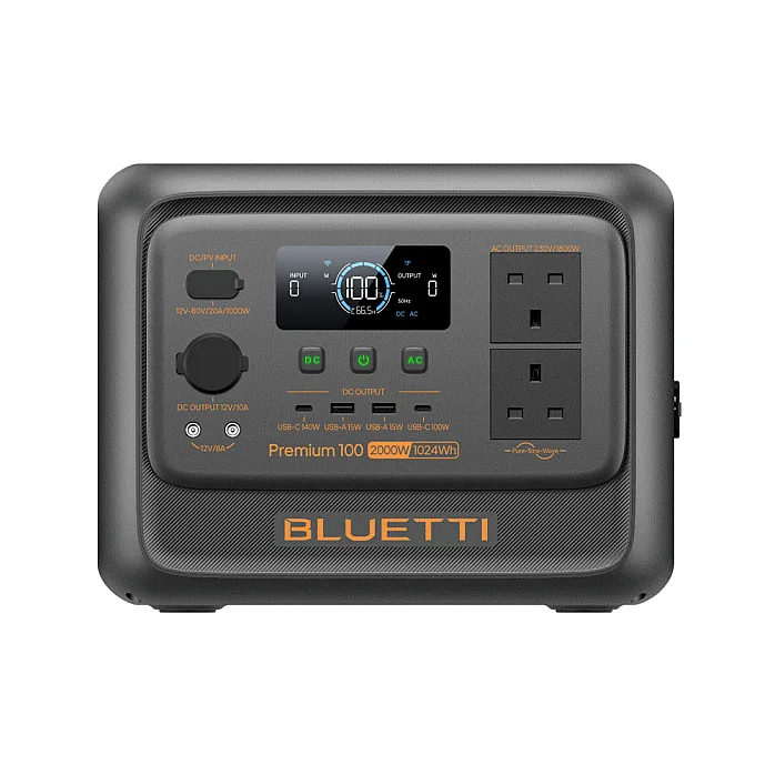 BLUETTI PREMIUM 100 V2 AC/DC Portable Battery Power Station With 100W Solar Panel & Solar Charging Cable