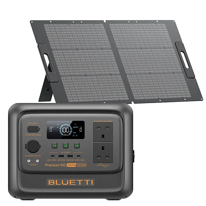 BLUETTI PREMIUM 100 V2 AC/DC Portable Battery Power Station With 100W Solar Panel 