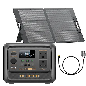 BLUETTI PREMIUM 100 V2 AC/DC Portable Battery Power Station With 100W Solar Panel & Solar Charging Cable