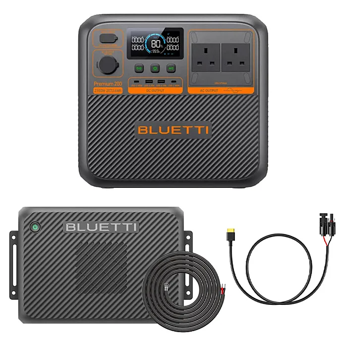 Bluetti PREMIUM 200 v2 Power Station With Charger 2 + Wiring Kit & MC4 to XT60 Charging Cable