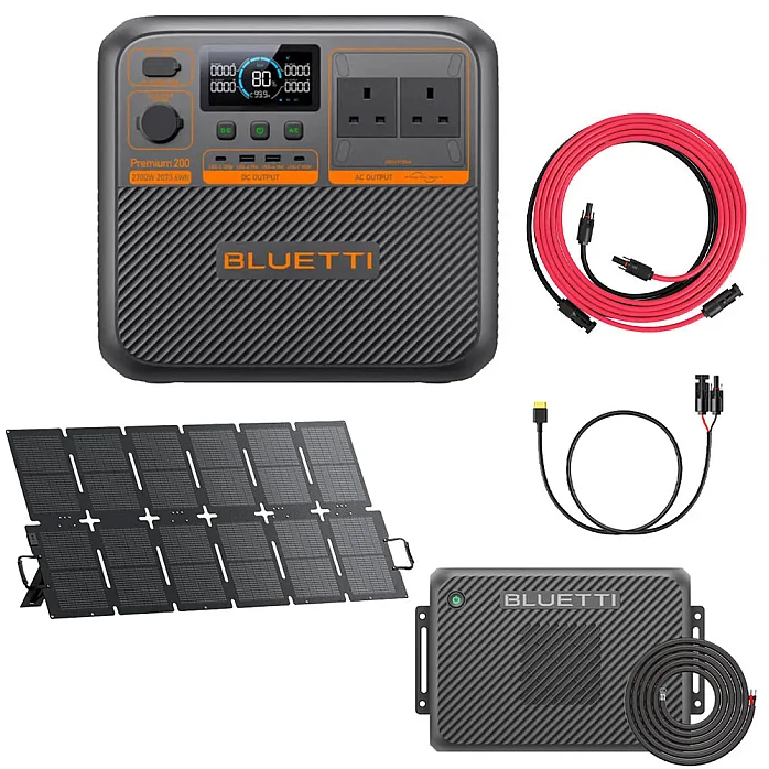 Bluetti PREMIUM 200 v2 Power Station With 220W Solar / Charger 2 / Charging Cable / 5M Cable