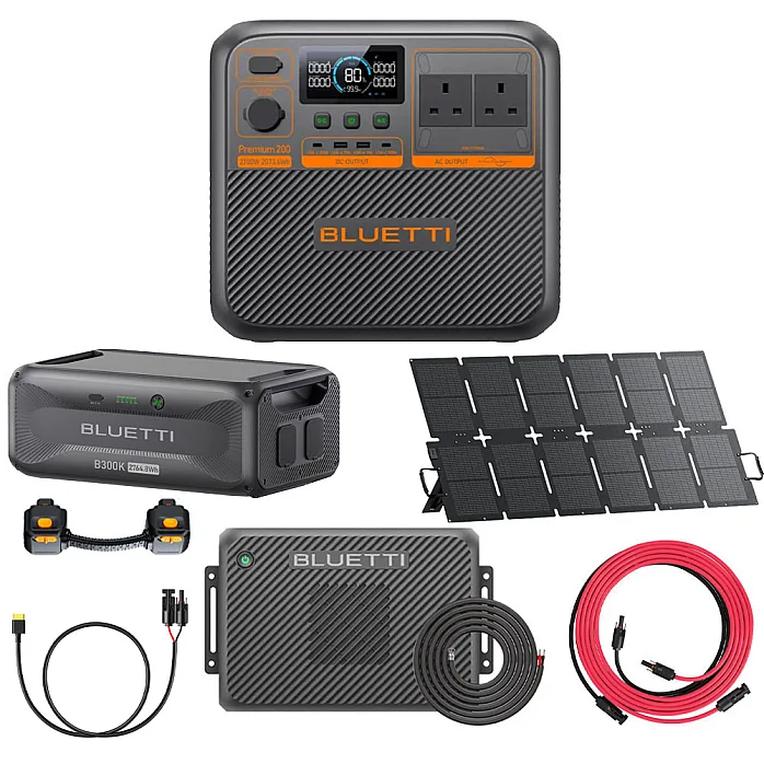 Bluetti PREMIUM 200 v2 Power Station With Expansion Battery / 220W Solar / Charger 2 / Charging Cable / Extension Cable