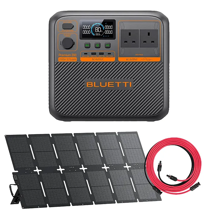 Bluetti PREMIUM 200 v2 Power Station With 220W Solar Panel & MC4 PV 5M Extension Cable