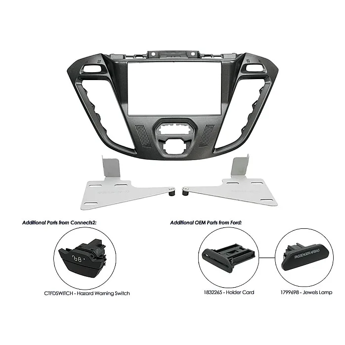 Ford Transit Custom 2012-2021 Pegasus Double Din Car Stereo Fascia Stalk Antenna Kit