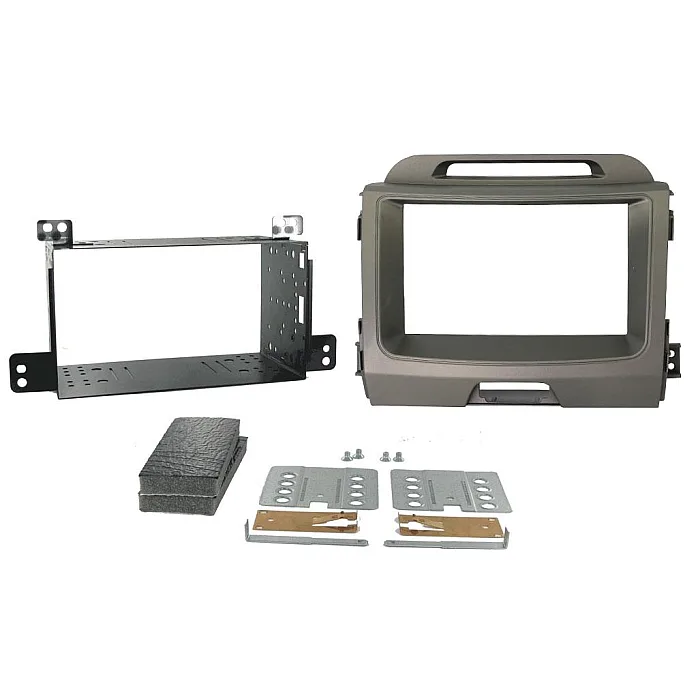 CTKKI13 Kia Sportage 2010-2015 Non Amp Light Grey Metallic Double Din Stereo Fascia Fitting Kit